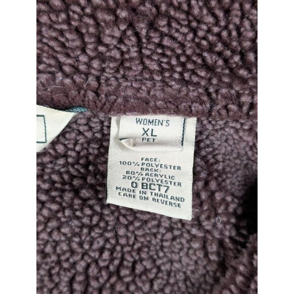 LL Bean Jacket Womens XL Petite Purple Button Sherpa Lined Chore Faux Suede Coat - Picture 4 of 4